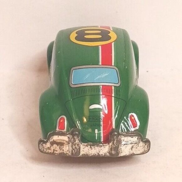 Tintoys Volkswagon VW #8 Beetle Friction Drive Worn Some Vintage Green Japan - Picture 6 of 9